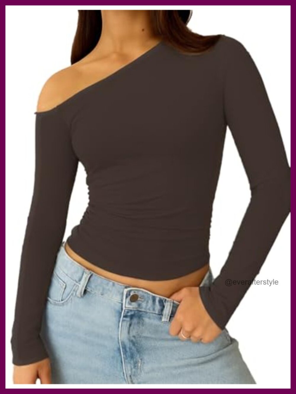 Women Off The Shoulder Long Sleeve Ruched Slim Fit Y2K Going Out Top
